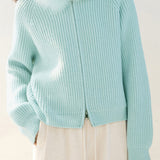 Casual Fur-Collar Hooded Solid-Color Knitted Cardigan