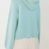 Casual Fur-Collar Hooded Solid-Color Knitted Cardigan