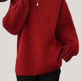 Casual Versatile Solid-Color Ruched Lantern Sleeve Pullover Sweater