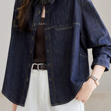 Casual Long-Sleeve Vintage Denim Jacket