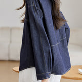 Casual Long-Sleeve Vintage Denim Jacket