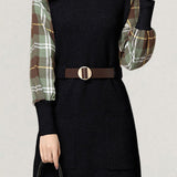 Casual Versatile Plaid Fake Two-Piece Patchwork Dress
