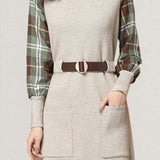 Casual Versatile Plaid Fake Two-Piece Patchwork Dress