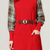 Casual Versatile Plaid Fake Two-Piece Patchwork Dress