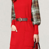 Casual Versatile Plaid Fake Two-Piece Patchwork Dress