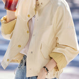 Casual Versatile Color-Block Drawstring Jacket