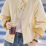 Casual Versatile Color-Block Drawstring Jacket