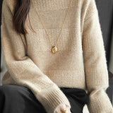 Casual Versatile Solid-Color Lurex Turtleneck Pullover Sweater