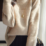 Casual Versatile Solid-Color Lurex Turtleneck Pullover Sweater