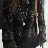 Casual Versatile Solid-Color Lurex Turtleneck Pullover Sweater