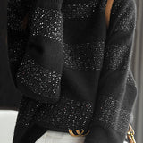 Casual Versatile Solid-Color Lurex Turtleneck Pullover Sweater