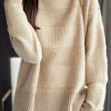Casual Versatile Solid-Color Lurex Turtleneck Pullover Sweater