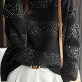 Casual Versatile Solid-Color Lurex Turtleneck Pullover Sweater