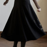 Casual Versatile Acetate Wool High-Waist Mermaid Midi Skirt