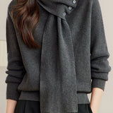 Casual Versatile Detachable Scarf Collar Pullover Knitted Top