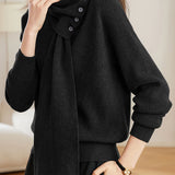 Casual Versatile Detachable Scarf Collar Pullover Knitted Top