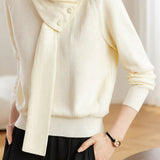 Casual Versatile Detachable Scarf Collar Pullover Knitted Top