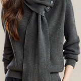 Casual Versatile Detachable Scarf Collar Pullover Knitted Top
