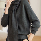 Casual Versatile Detachable Scarf Collar Pullover Knitted Top