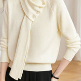 Casual Versatile Detachable Scarf Collar Pullover Knitted Top