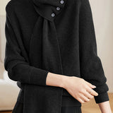 Casual Versatile Detachable Scarf Collar Pullover Knitted Top