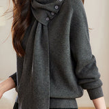 Casual Versatile Detachable Scarf Collar Pullover Knitted Top