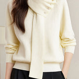 Casual Versatile Detachable Scarf Collar Pullover Knitted Top