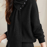 Casual Versatile Detachable Scarf Collar Pullover Knitted Top