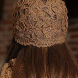 Casual Versatile Solid-Color Floral Lace Knitted Hat