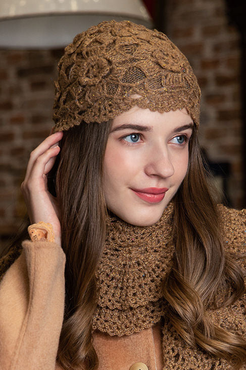Casual Versatile Solid-Color Floral Lace Knitted Hat