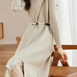 Casual Fake Two-Piece Lace Patchwork Knitted Dress