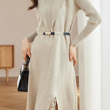 Casual Fake Two-Piece Lace Patchwork Knitted Dress