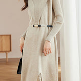 Casual Fake Two-Piece Lace Patchwork Knitted Dress