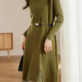 Casual Fake Two-Piece Lace Patchwork Knitted Dress