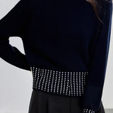 Casual Versatile Rhinestone-Embellished Knitted Top