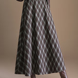 Casual Versatile Plaid Woolen Midi Skirt