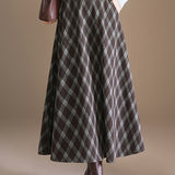 Casual Versatile Plaid Woolen Midi Skirt