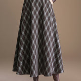 Casual Versatile Plaid Woolen Midi Skirt