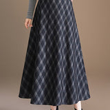 Casual Versatile Plaid Woolen Midi Skirt