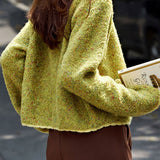 Casual Versatile Crew Neck Single-Breasted Flecked Knitted Cardigan