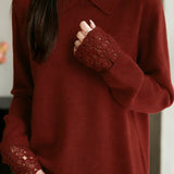 Casual Versatile Hollow-Out Pattern Lapel Knitted Top