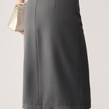 Commuter Pleated Tie-Knot Split Midi Skirt