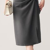 Commuter Pleated Tie-Knot Split Midi Skirt