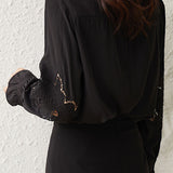 Casual Commuter Embroidered Hollow-Out Ruffled Solid-Color Shirt