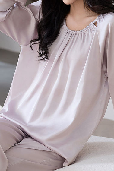 Casual Loungewear Ice Silk Pajama Set with Built-in Bra Pads, Outerwear-Friendly