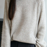 Casual Versatile Solid-Color Pullover Hollow-Out Knitted Top