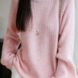 Casual Versatile Solid-Color Pullover Hollow-Out Knitted Top