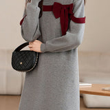 Casual Loose Bowknot Mid-Length Knitted Dress