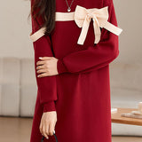 Casual Loose Bowknot Mid-Length Knitted Dress