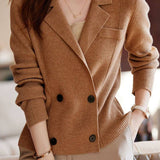 Casual Notched Lapel Knitted Cardigan